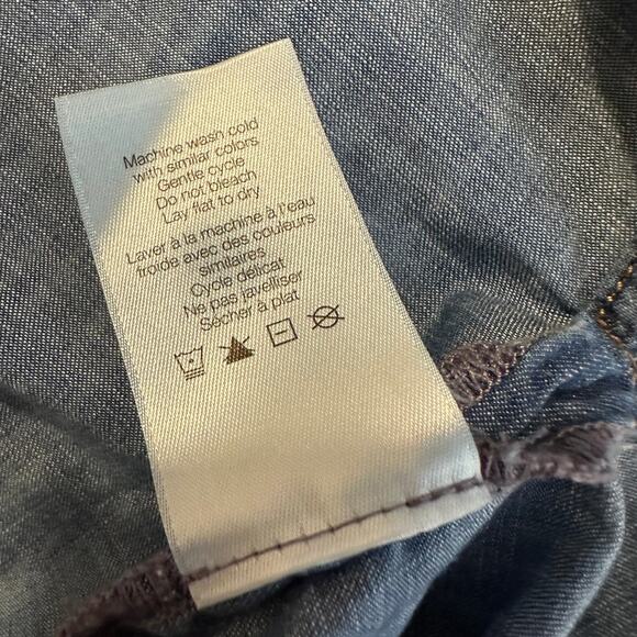 Veronica Beard Tes Chambray Button Down Top Denim Jean Blue Ruffle Western 4 - Picture 9 of 9